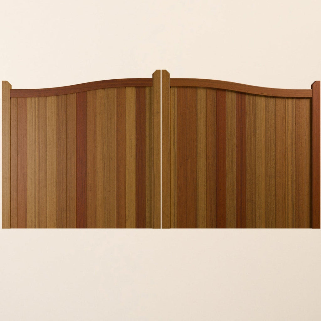 Iroko Swan Neck Driveway Gate Pair
