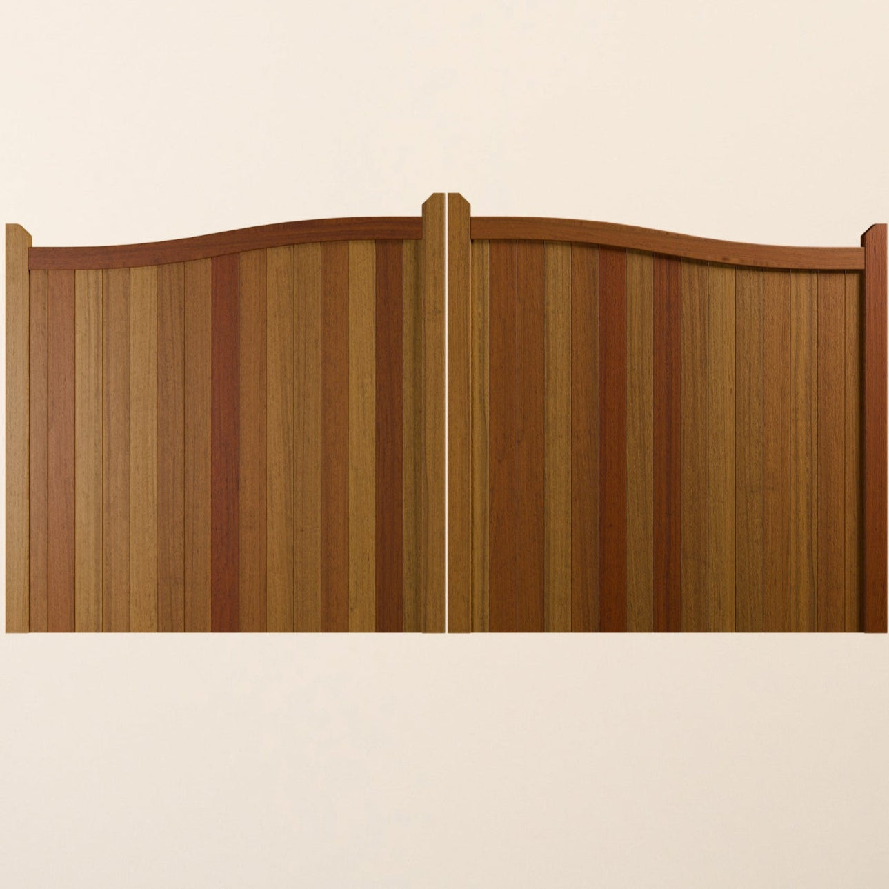 Iroko Swan Neck Driveway Gate Pair