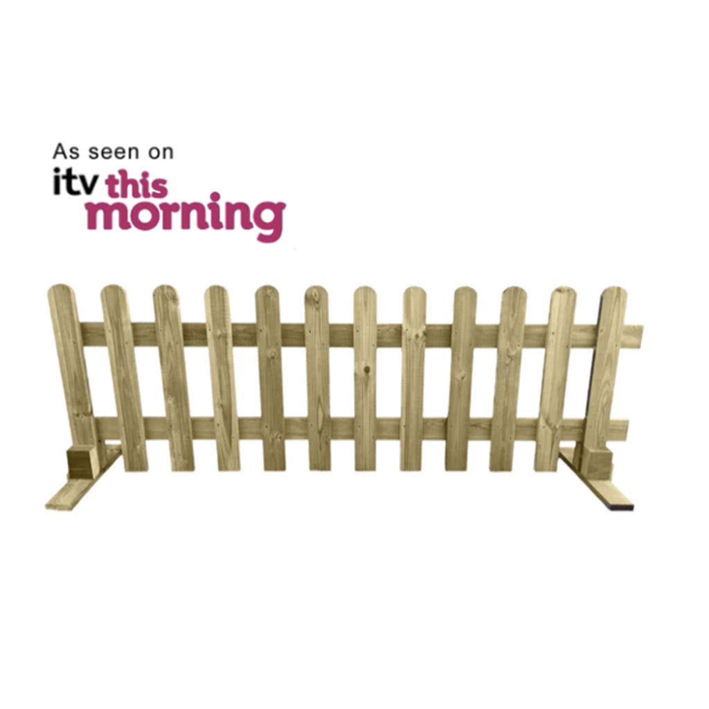 Portable Freestanding Scandinavian Redwood Treated Picket Fence Panel