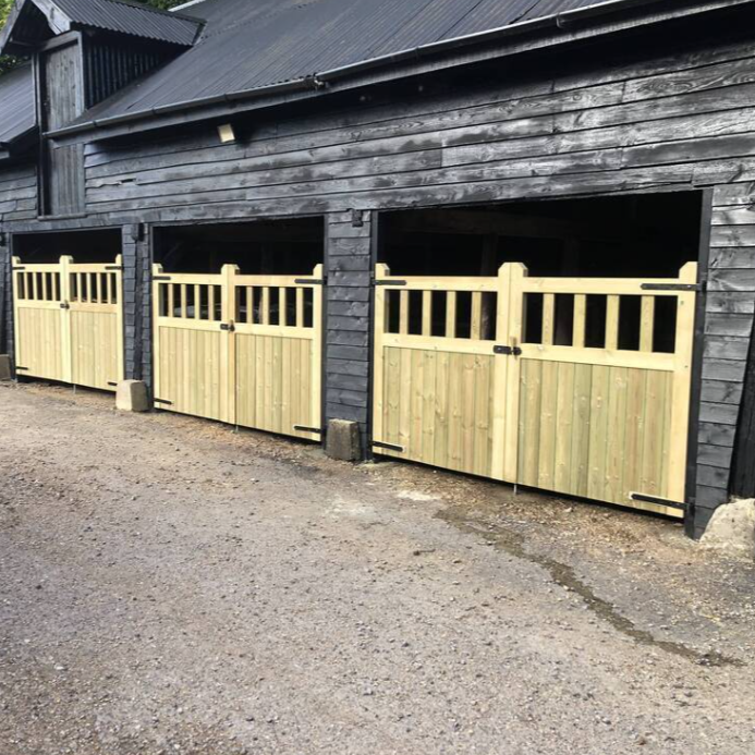 Cottage Scandinavian Redwood Mortise and Tenon T&G Driveway Gate Pair