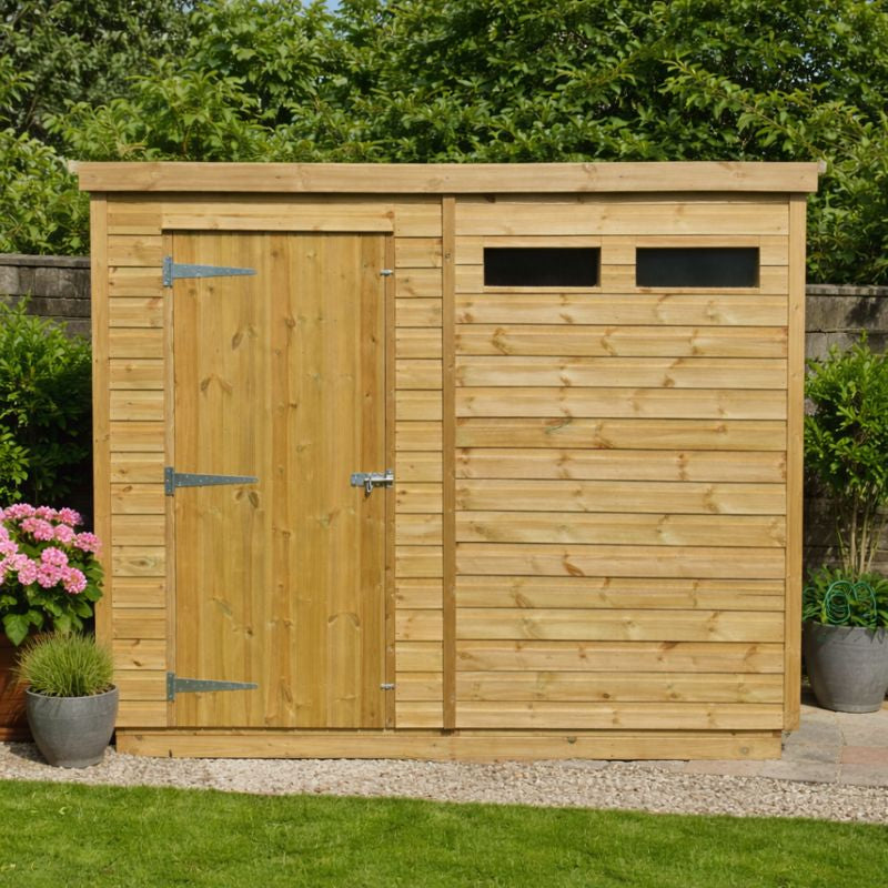 Pent Felt Roof Pressure Treated Timber Security Shed