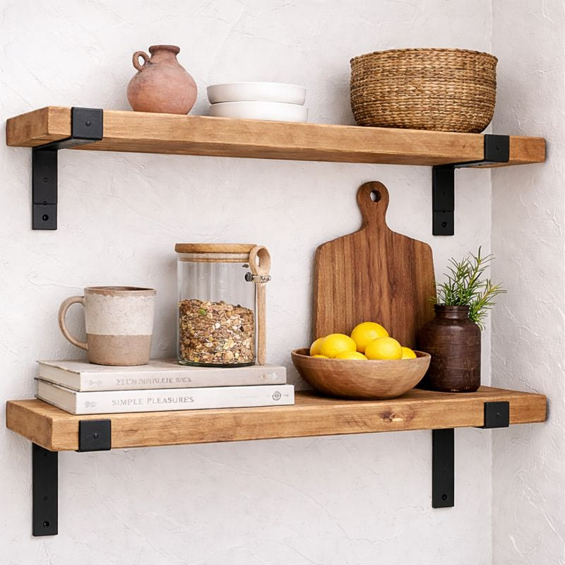 Bespoke Solid Wooden Shelf with Lipped Brackets (150mm Deep)