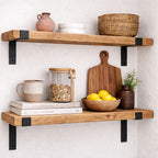 Bespoke Solid Wooden Shelf with Lipped Brackets (150mm Deep)