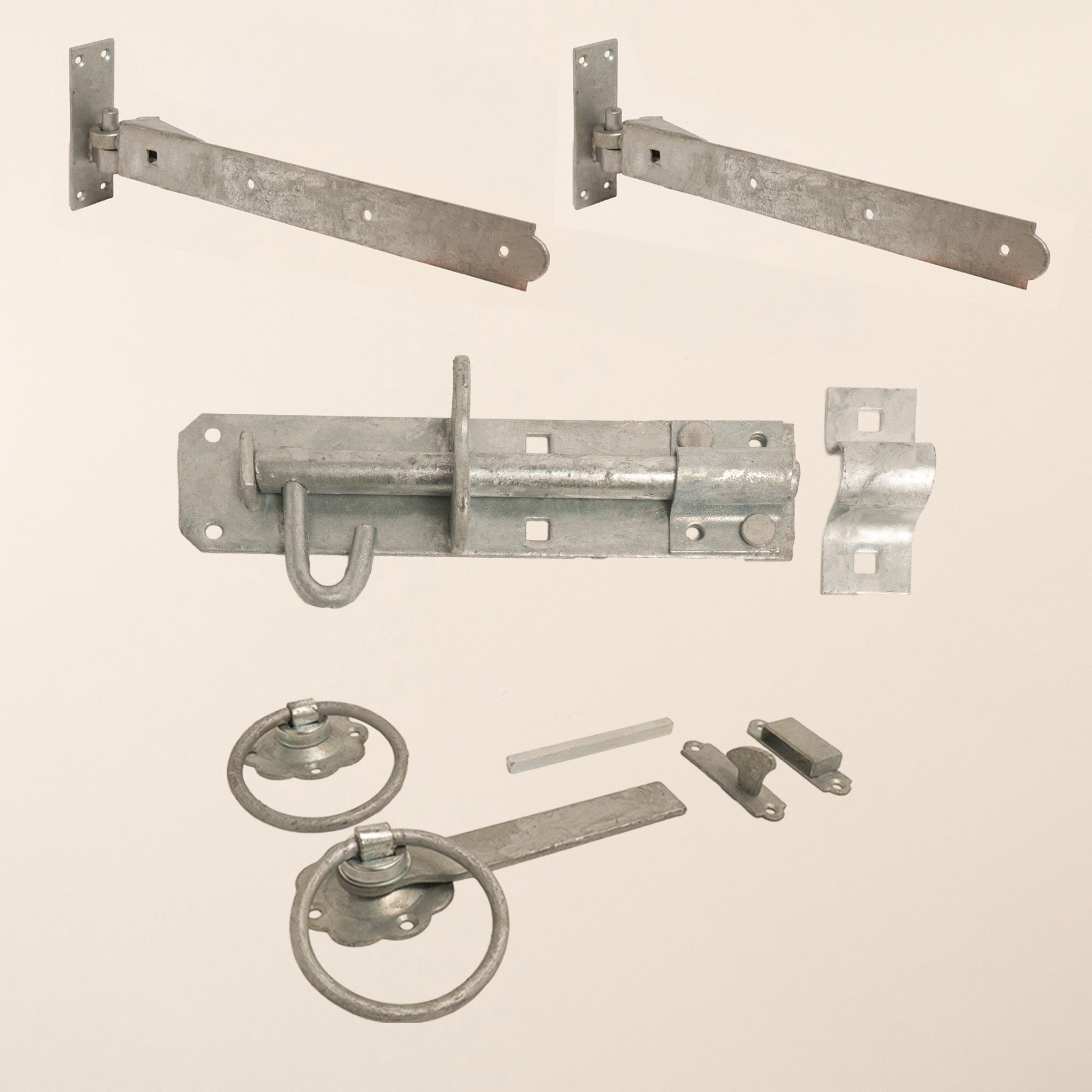 Galvanised Steel Side Gate Ironwork Bundle (1x Pair of 18")