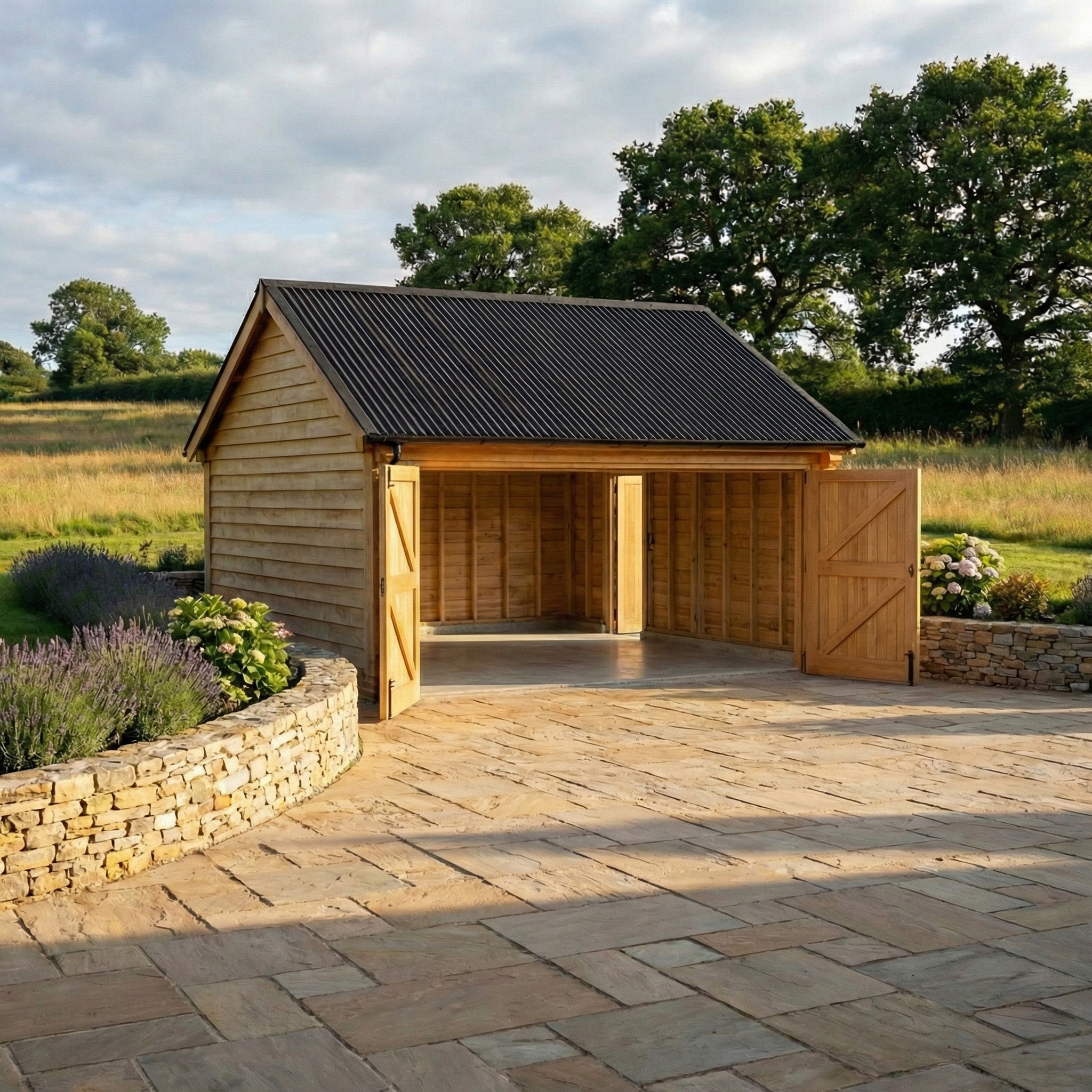Oak Corrugated Sheet Roof Garage