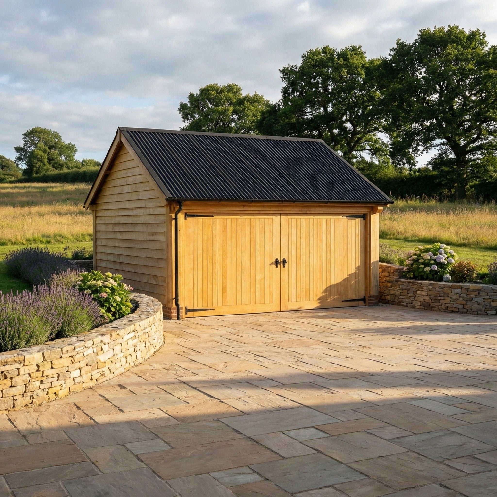 Oak Corrugated Sheet Roof Garage