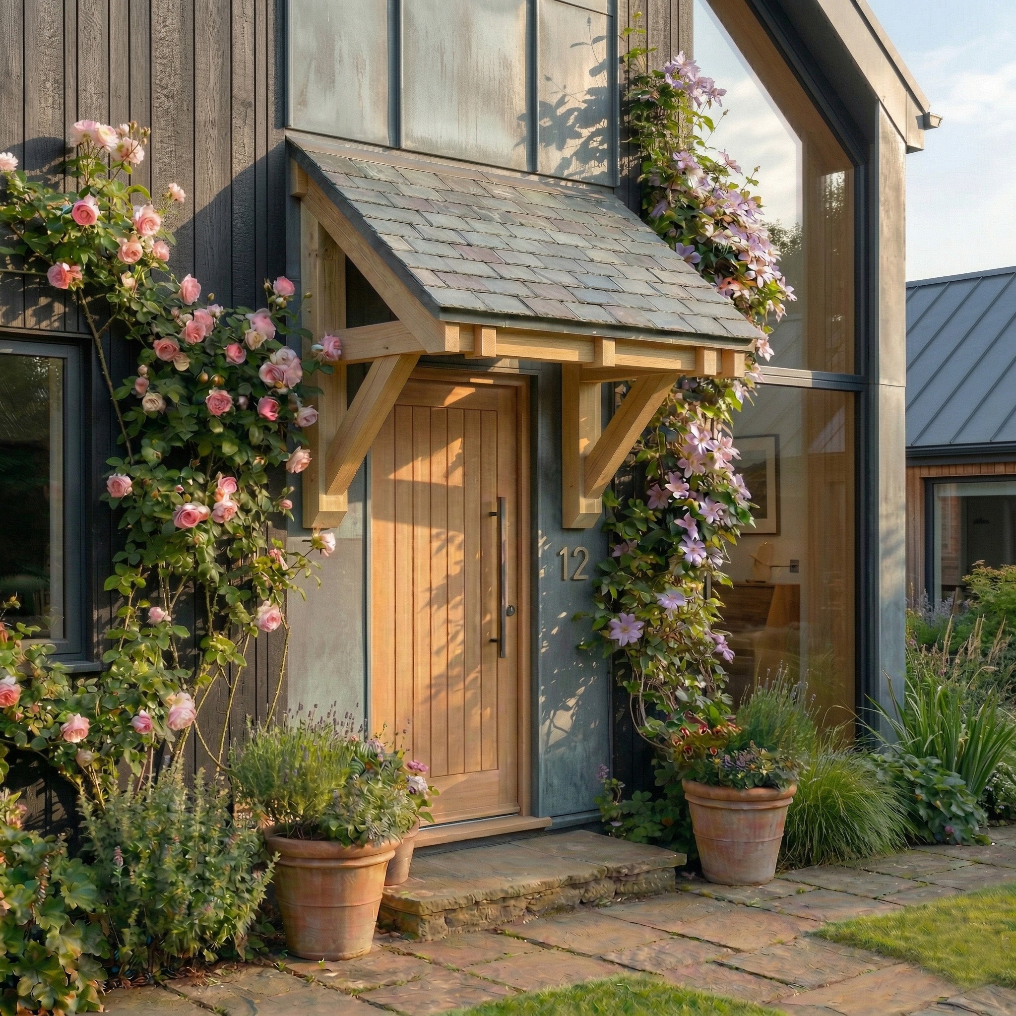 Pent Slate Roof Pressure-Treated Softwood Porch Canopy