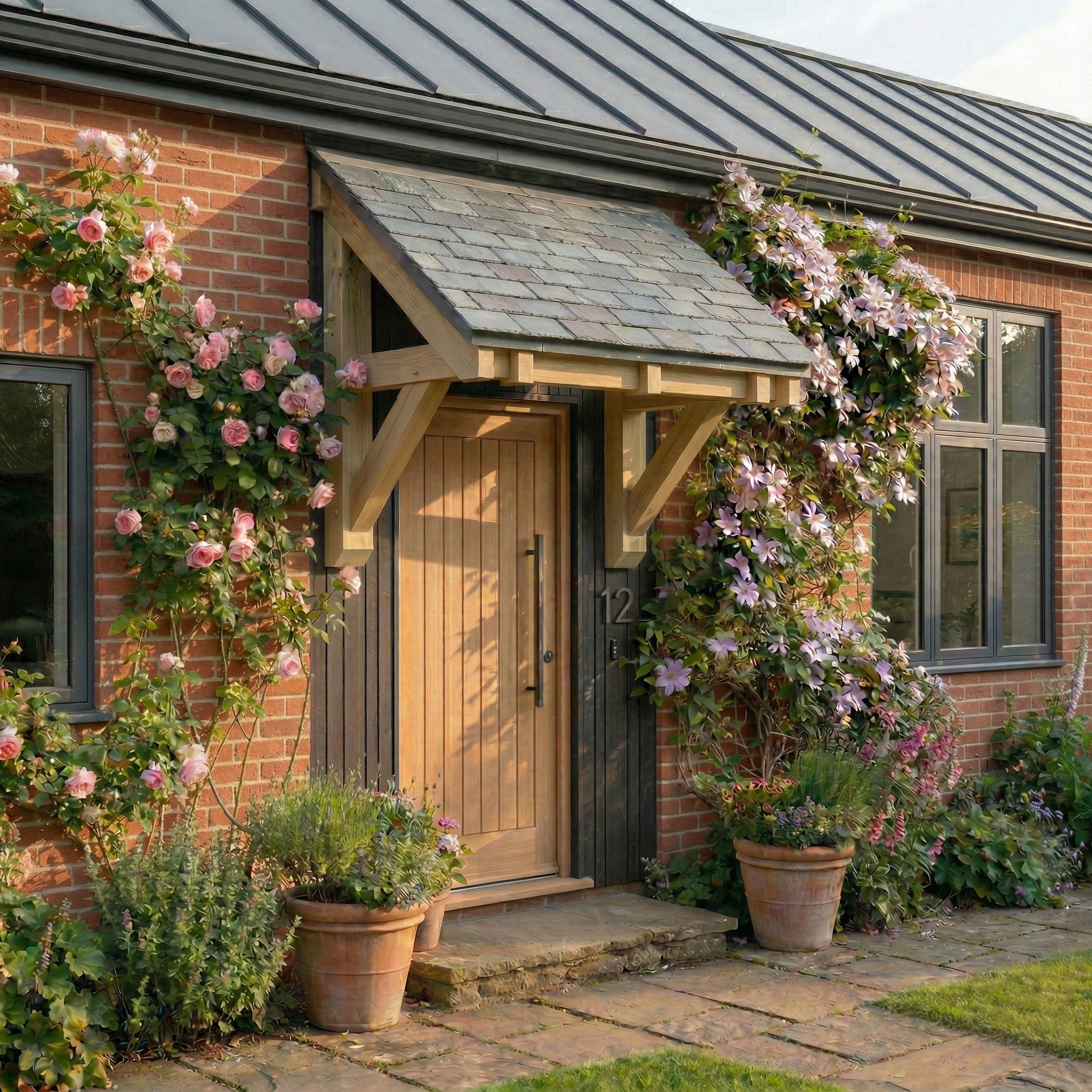 Pent Slate Roof Pressure-Treated Softwood Porch Canopy