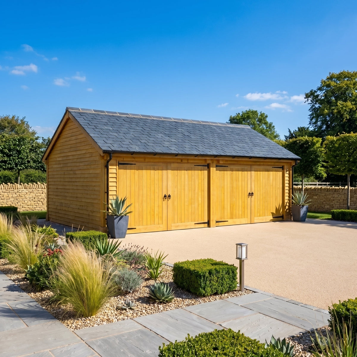 Oak Slate Roof Garage