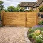 Scandinavian Redwood 3/4 Split Slatted Driveway Gate Pair