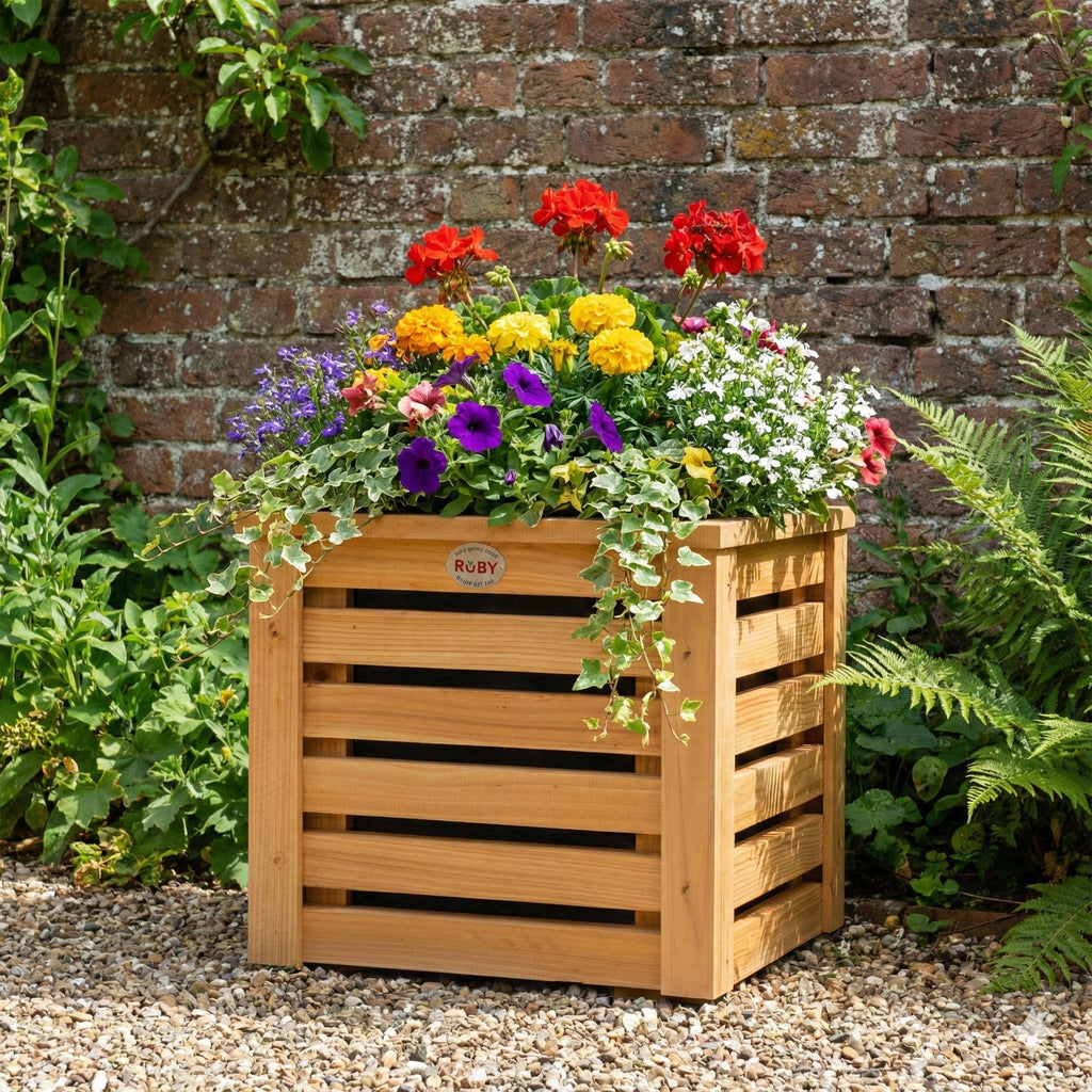 Premium Cedar Horizontal Slatted Panel Planter