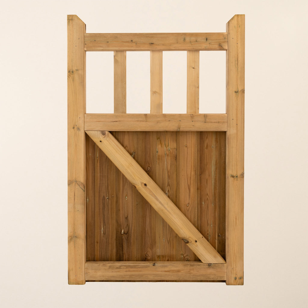 Cottage Scandinavian Redwood Mortise & Tenon 3/4 Split Driveway Gate Pair
