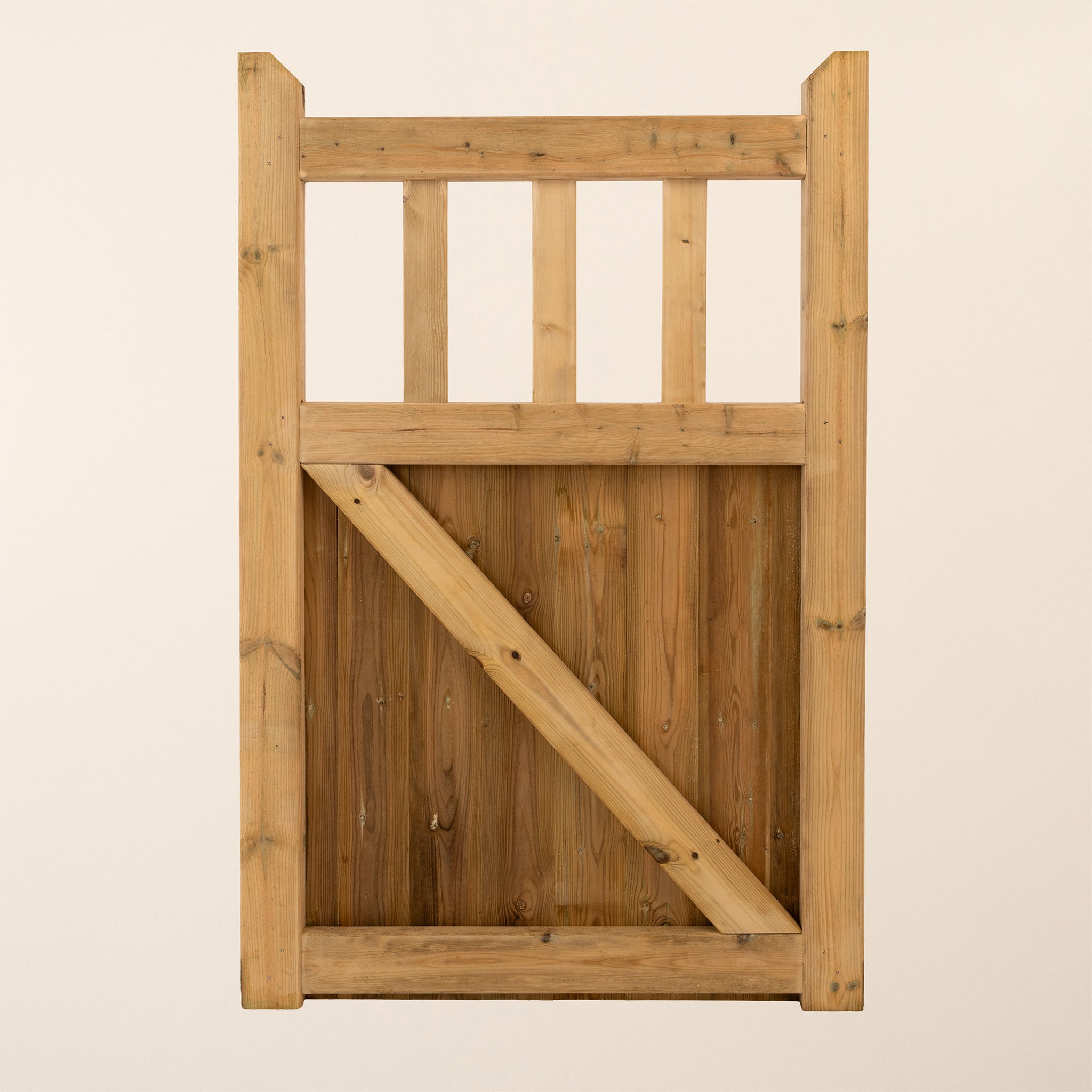 Cottage Scandinavian Redwood Mortise & Tenon 3/4 Split Driveway Gate Pair