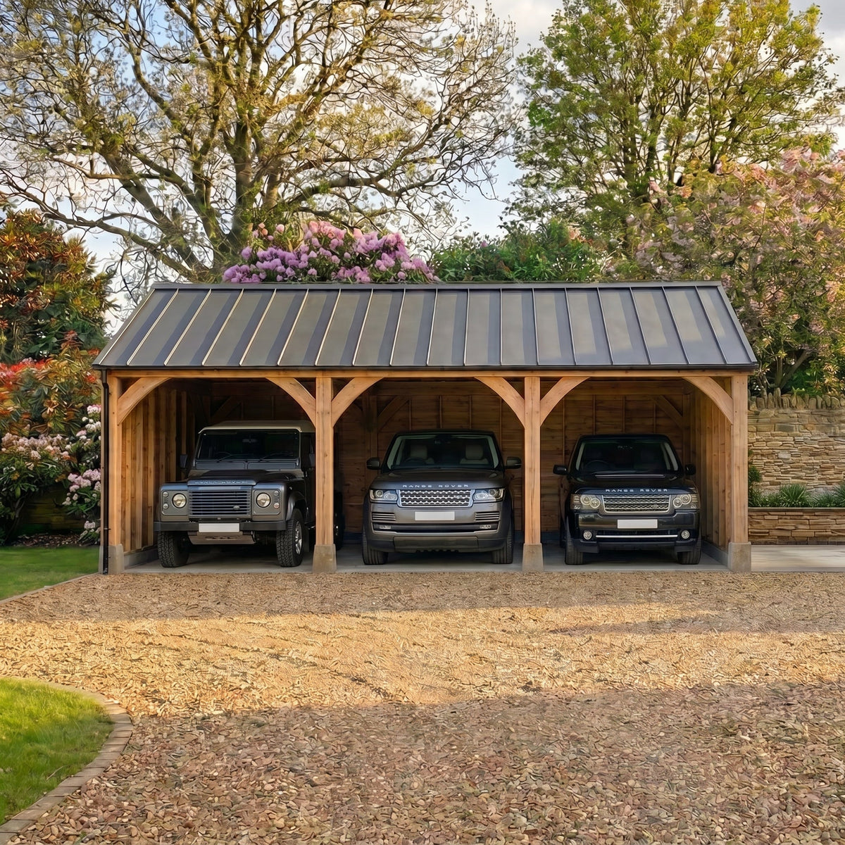 Standing Seam Roof Larch Car Port