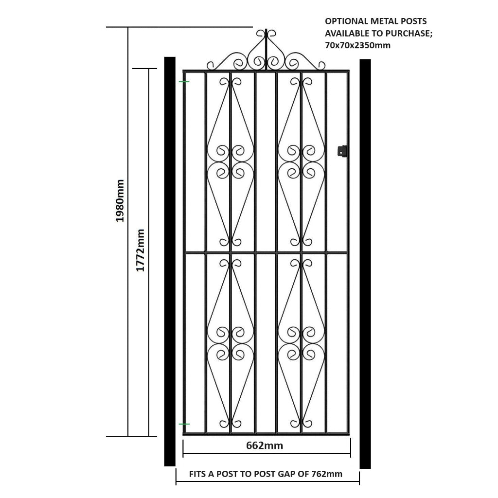 St Austell Steel Flat Top Tall Garden Gate