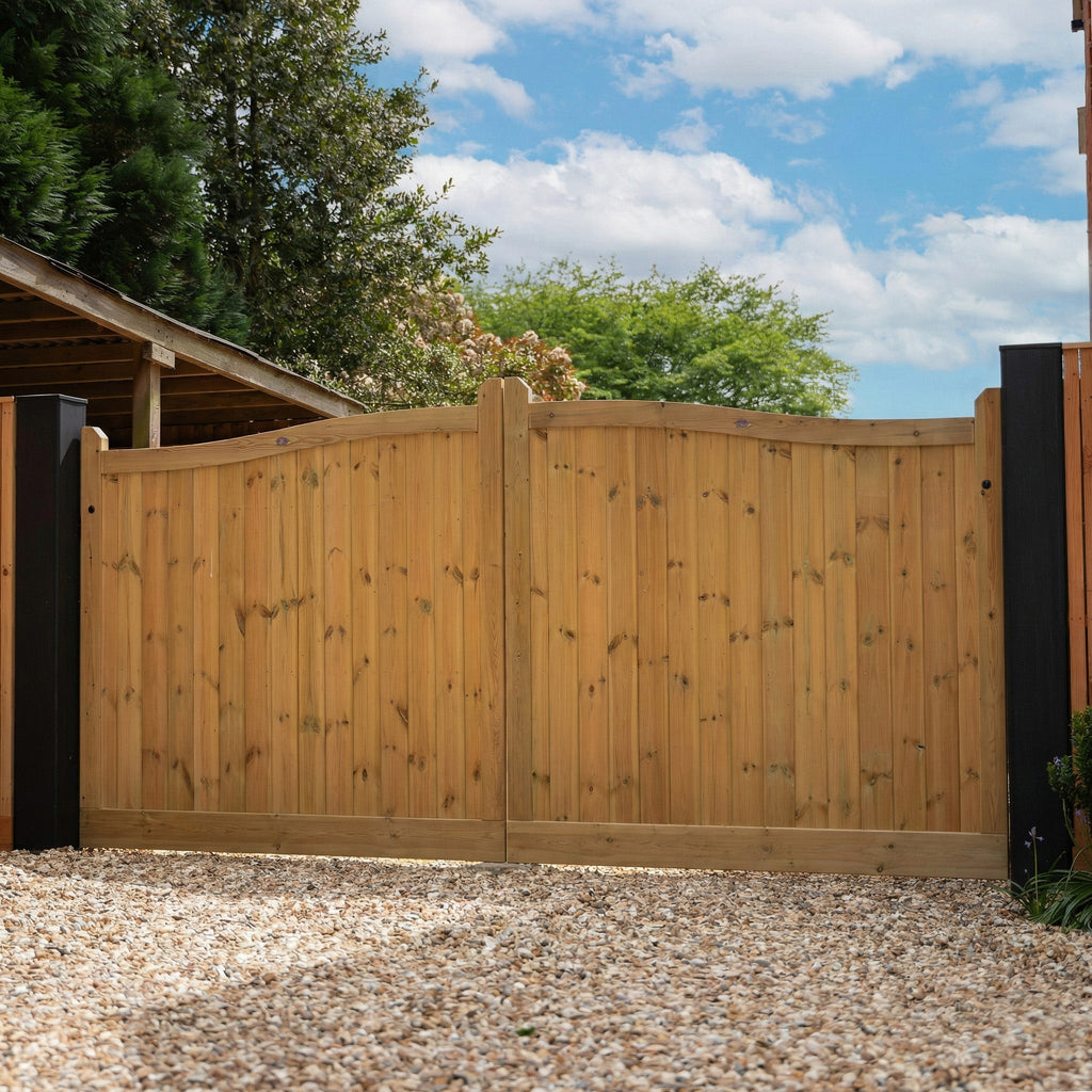 Swan Neck Scandinavian Redwood Sliding Driveway Gate