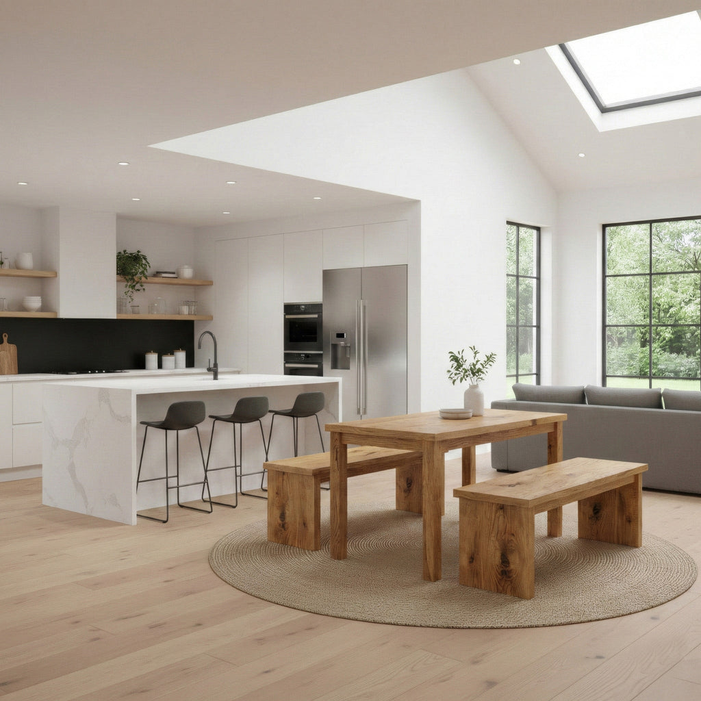 Tamar Scandinavian Pine Table & Bench Set