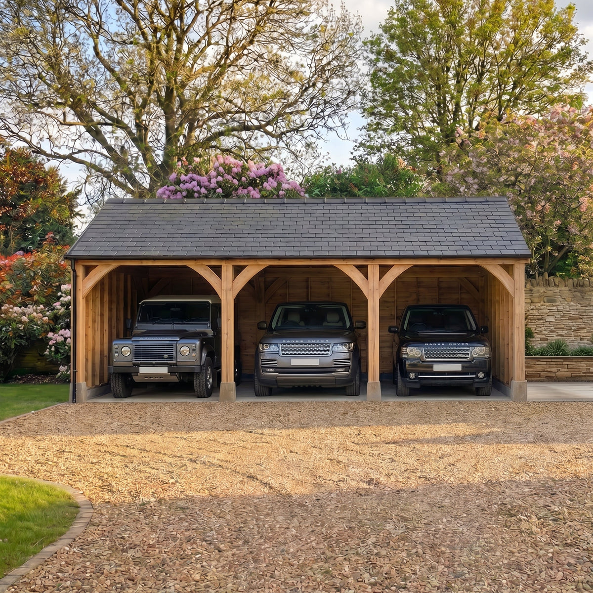 Slate Roof Larch Car Port