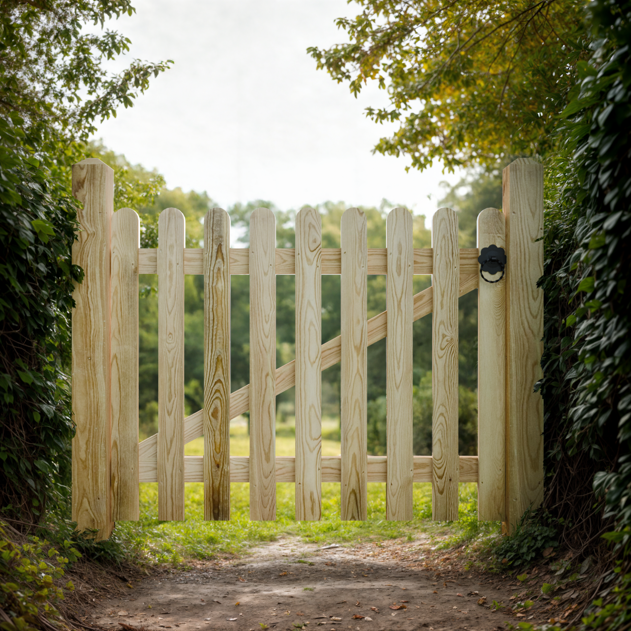 Pressure Treated Picket Round Top Side Gate (1.2m)