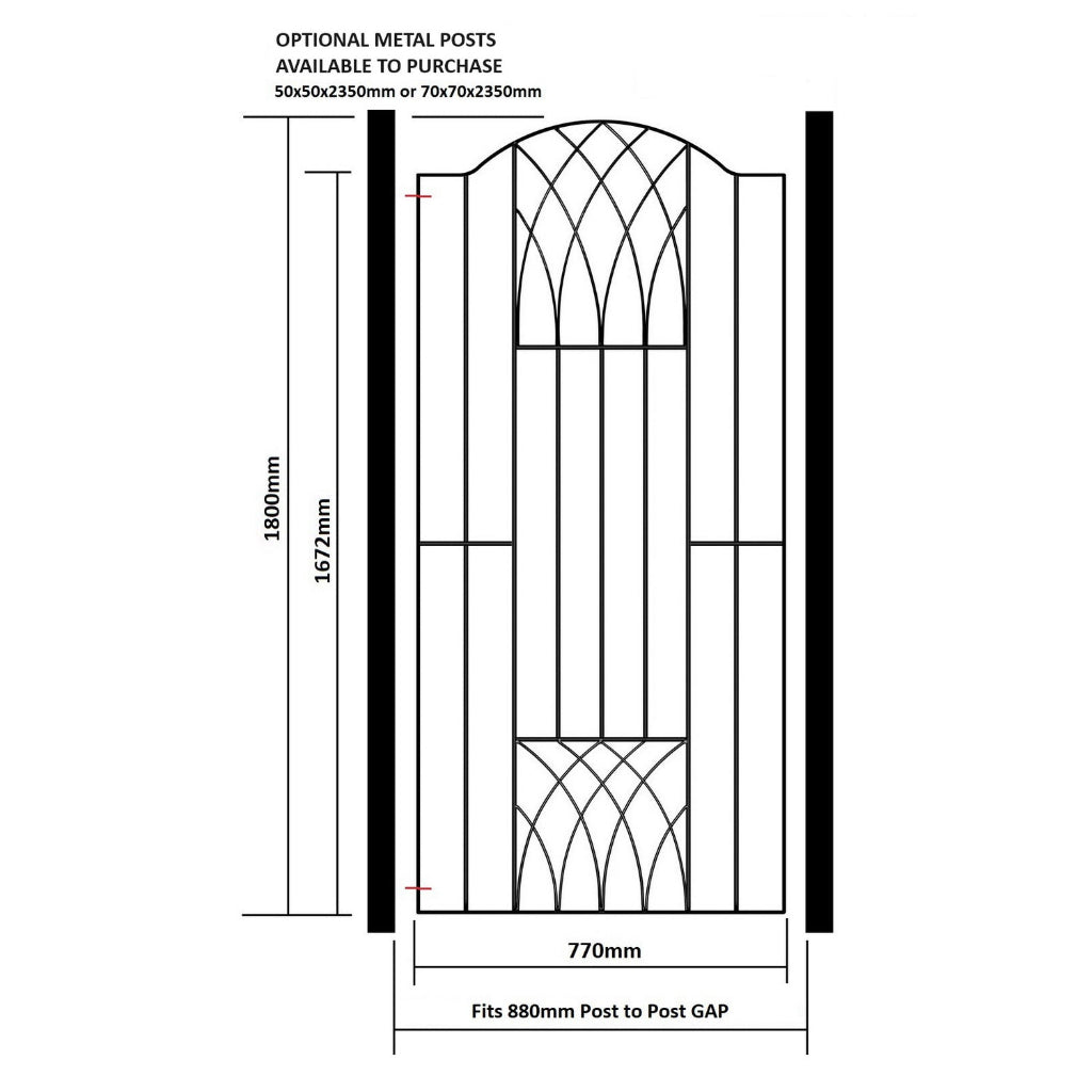 Altarnun Steel Stepped Bow Top Tall Garden Gate