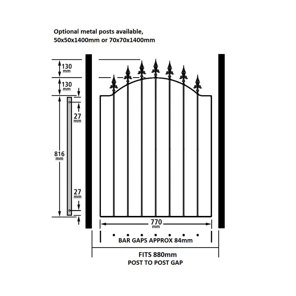 Saltash Steel Bow Top Garden Gate