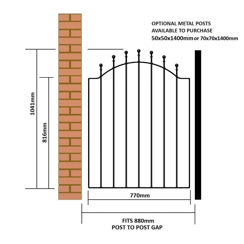 Mousehole Bow Top Steel Garden Gate