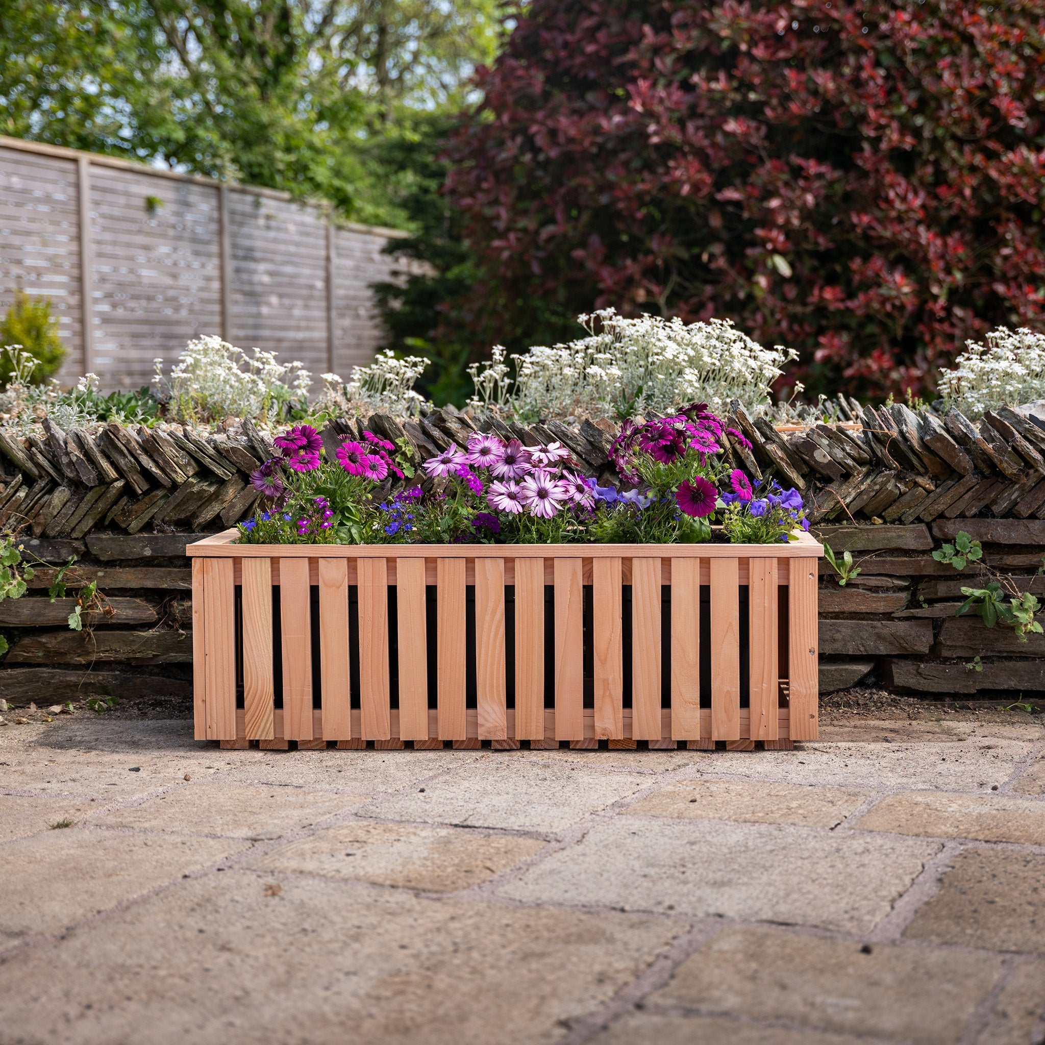 Ruby Ready Larch Slatted Planter