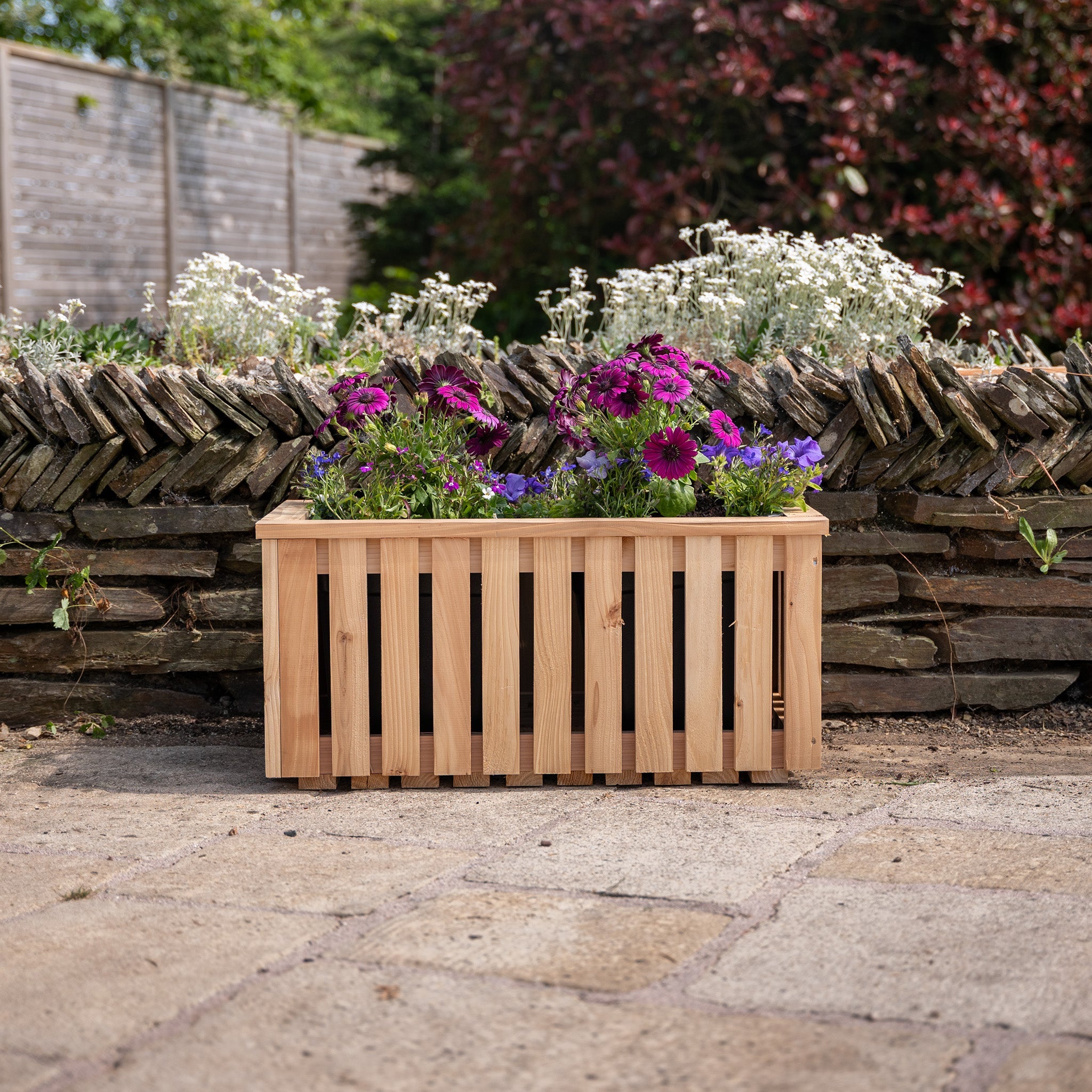 Ruby Ready Larch Slatted Planter
