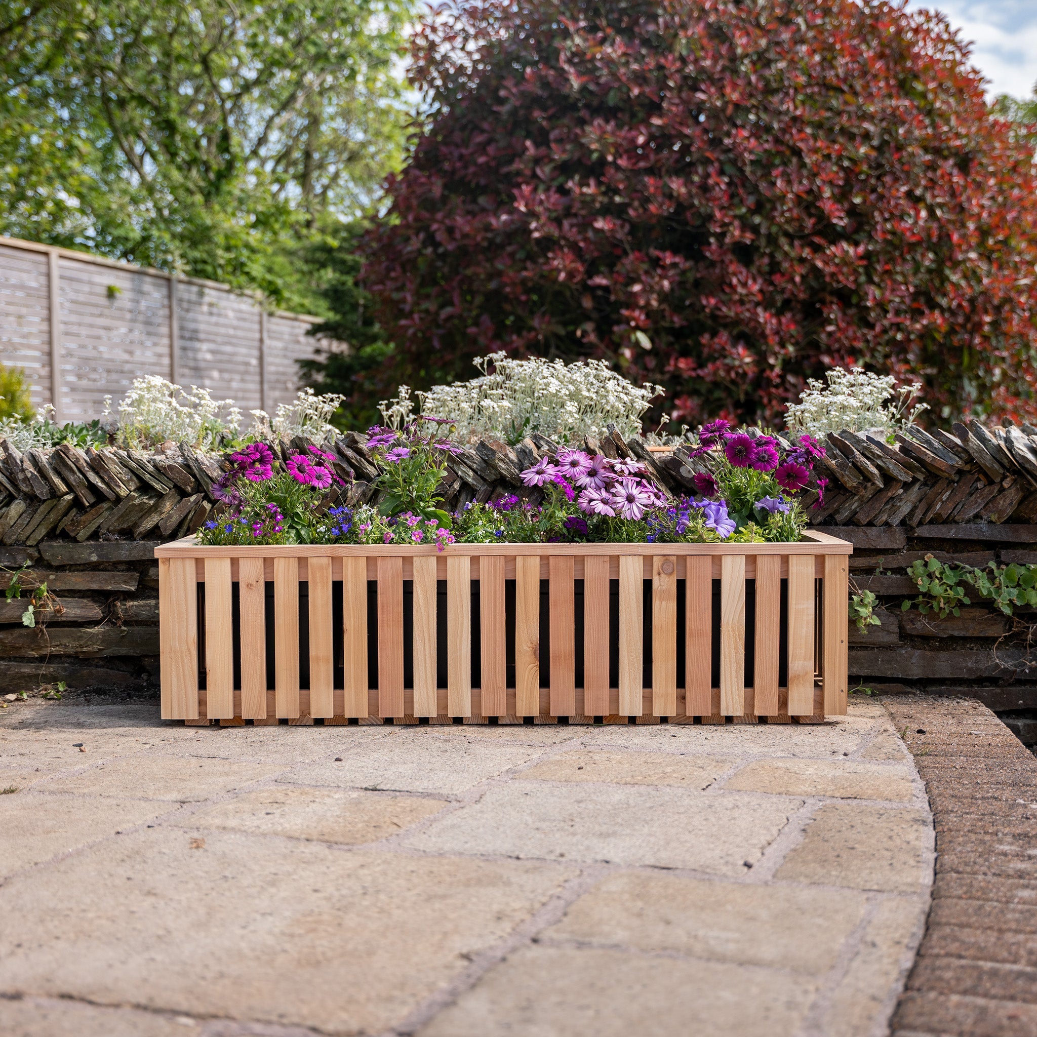 Ruby Ready Larch Slatted Planter