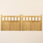 Cottage Scandinavian Redwood Mortise and Tenon T&G Driveway Gate Pair