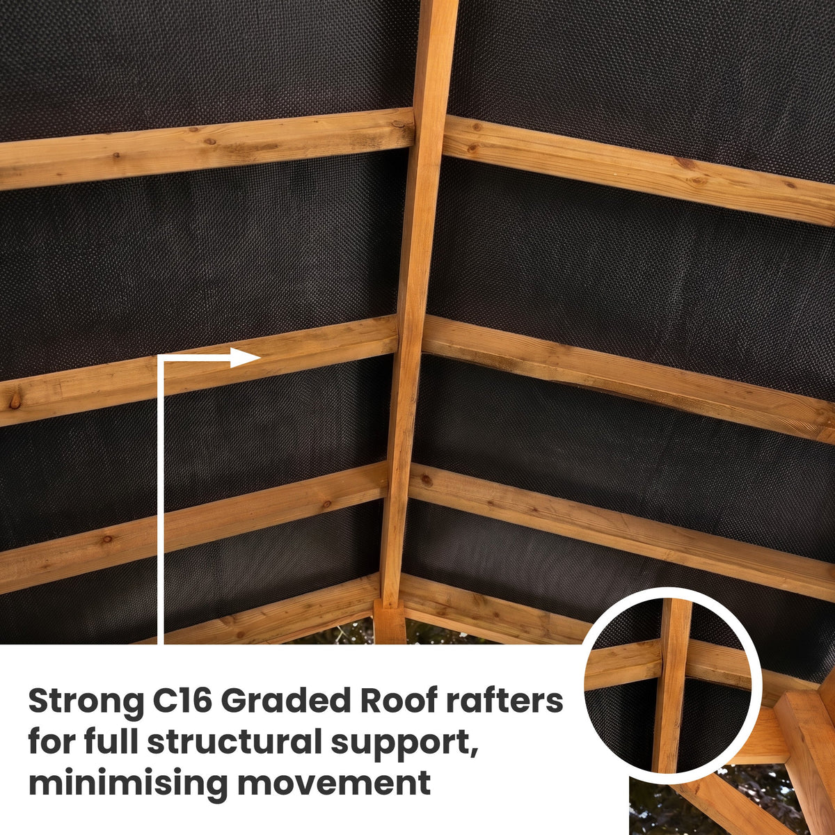 Lean-To Cedar Featheredge Roof Oak Hardwood Gazebo