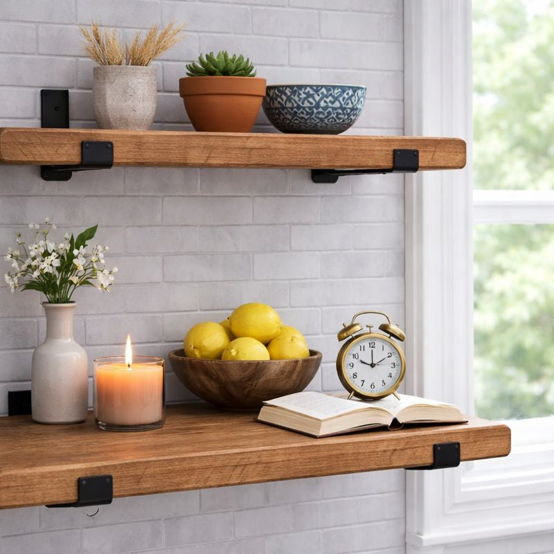 Bespoke Solid Wooden Inverted Bracket Shelf  (220mm Deep)