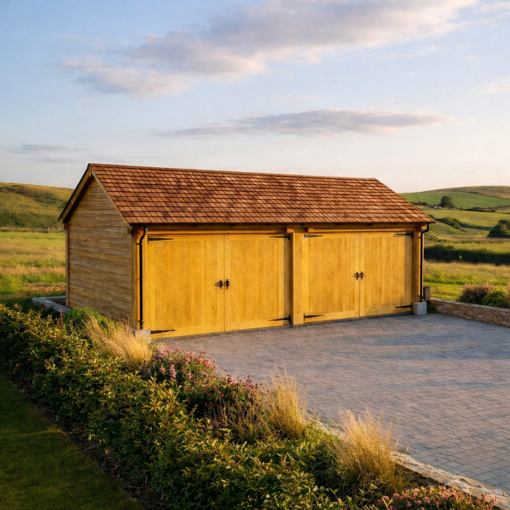 Larch Cedar Shingle Roof Garage