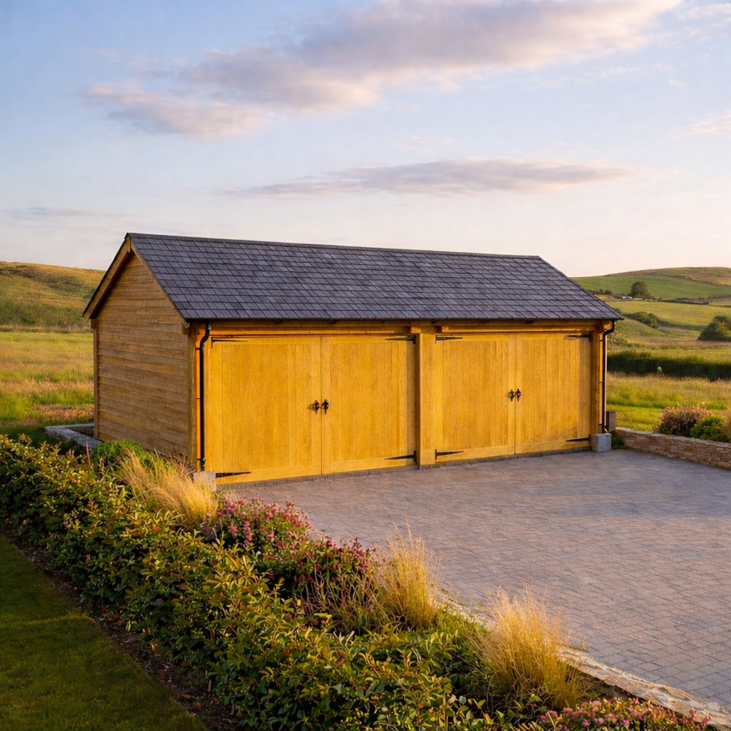 Oak Slate Roof Garage
