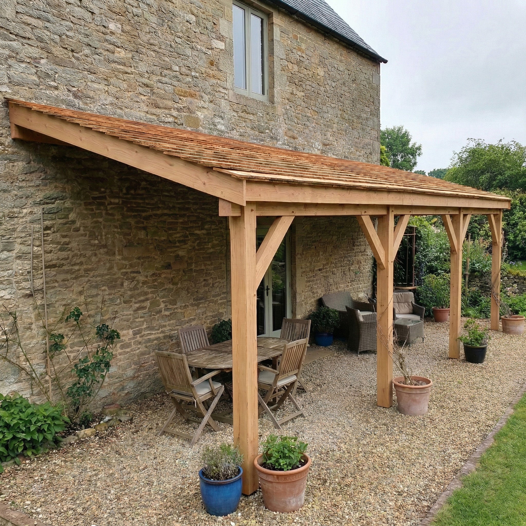 Ruby Lean-To Cedar Featheredge Roof Oak Gazebo