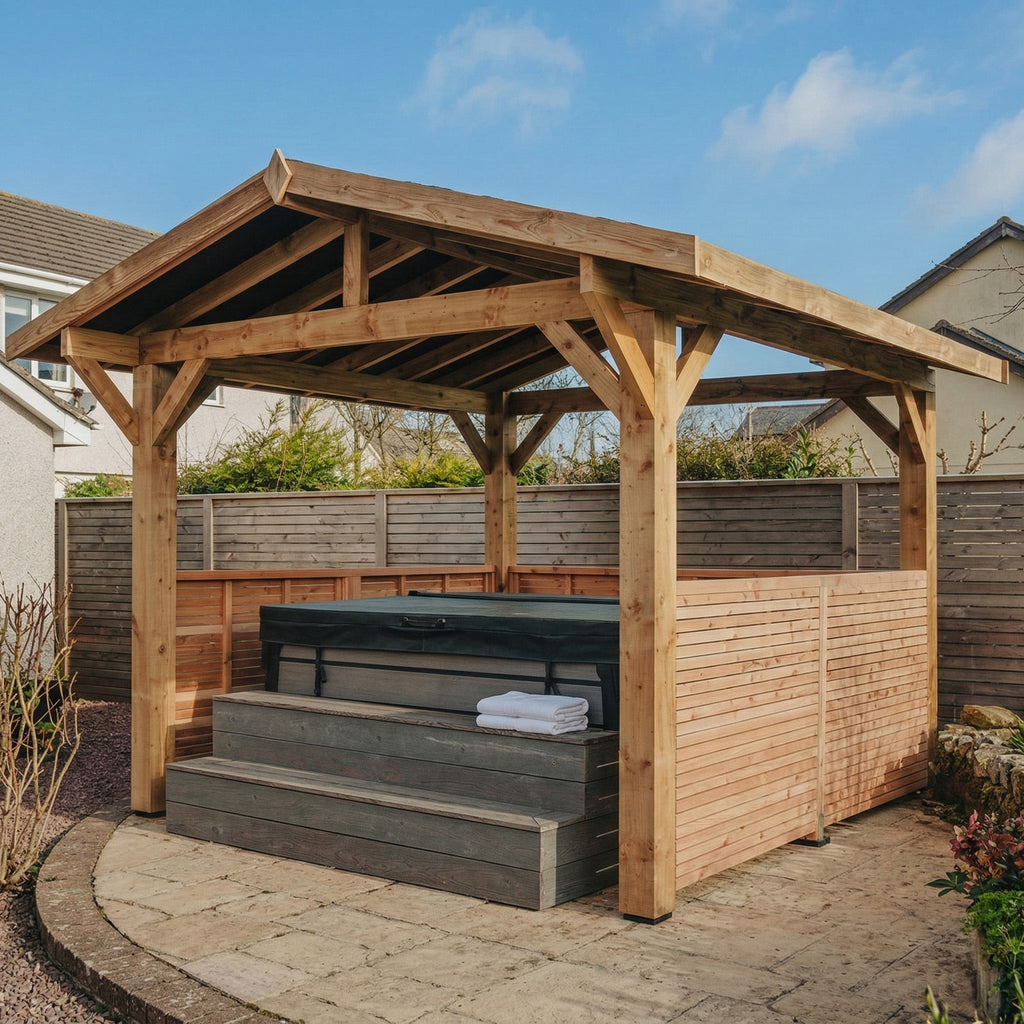Half-Height Slatted Wall with Pergola Kit (Individual Wall)