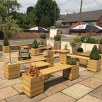 Large Square Decking Wooden Garden Planter & Bench Combination