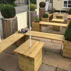 Large Square Decking Wooden Garden Planter & Bench Combination