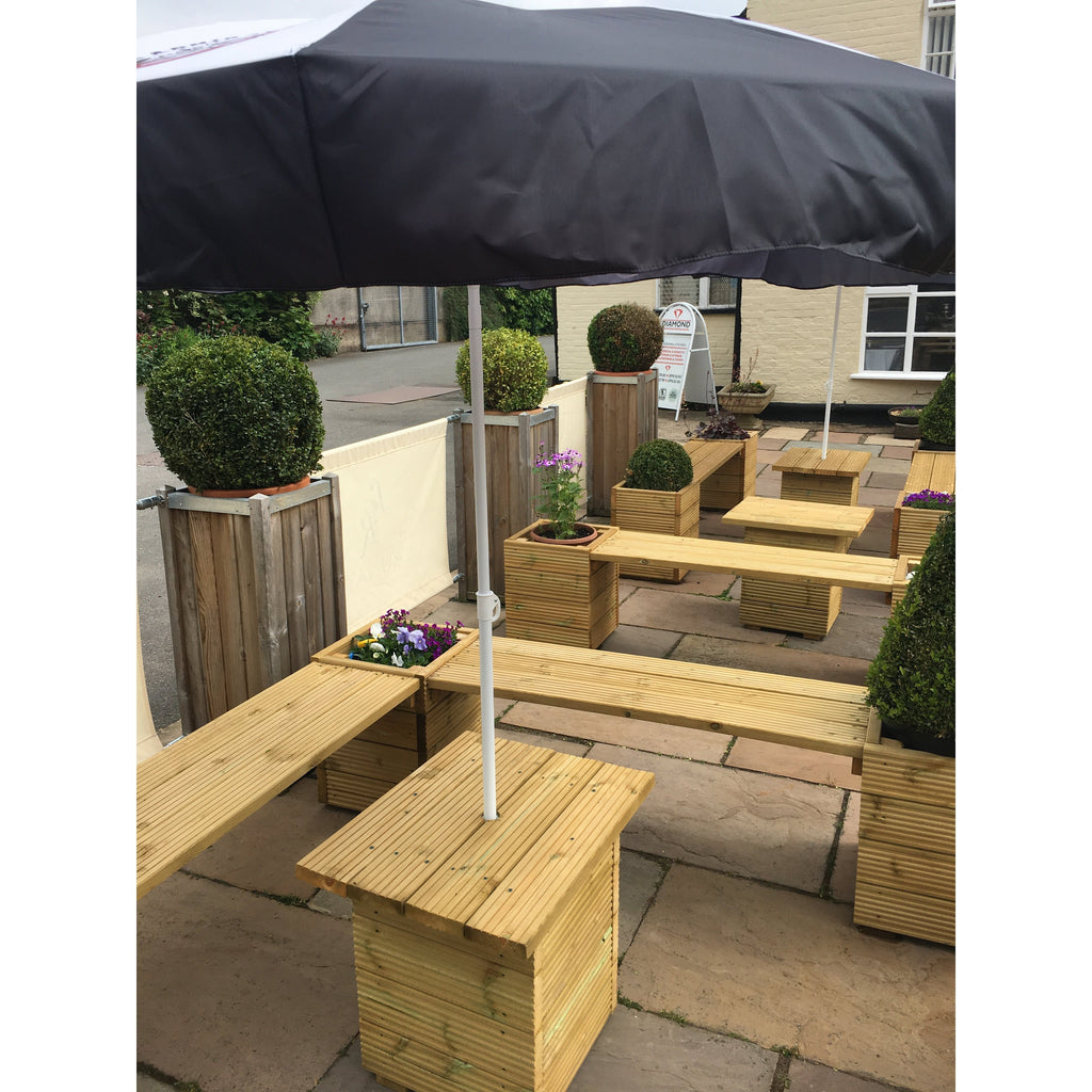 Square Decking Planters & Bench Combination