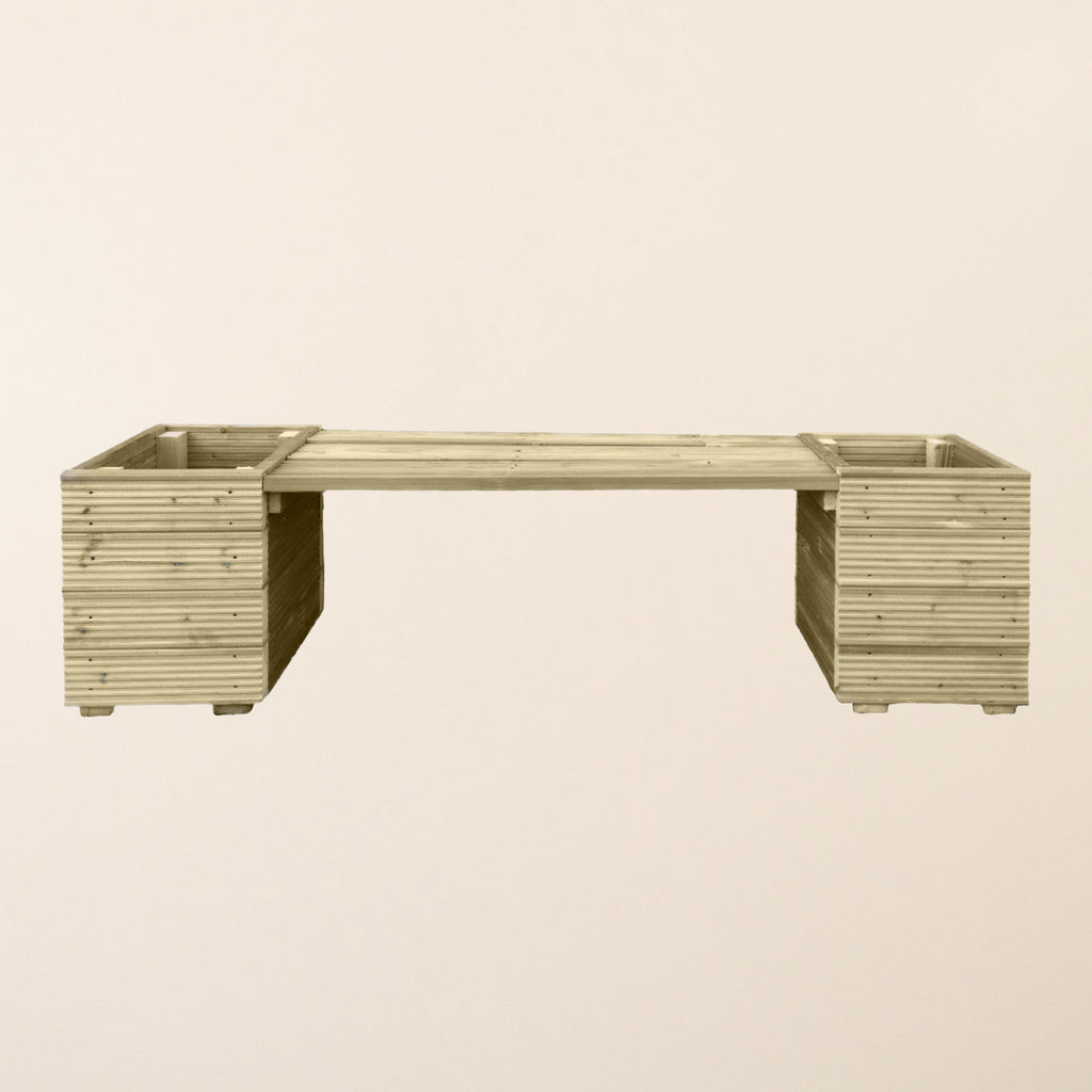 Large Square Decking Wooden Garden Planter & Bench Combination